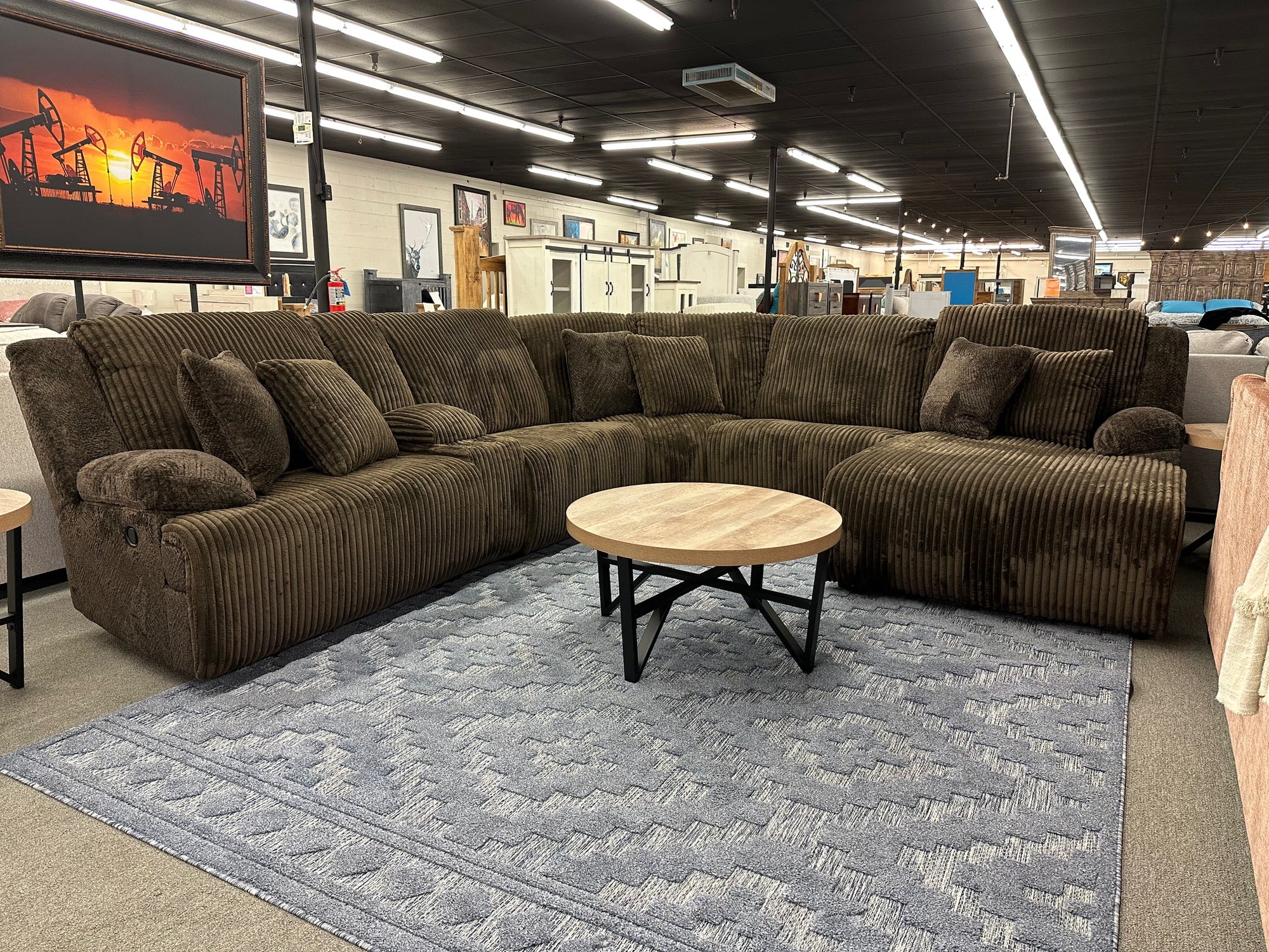 038-FI-A Reclining Corded Fabric 6pc Sectional