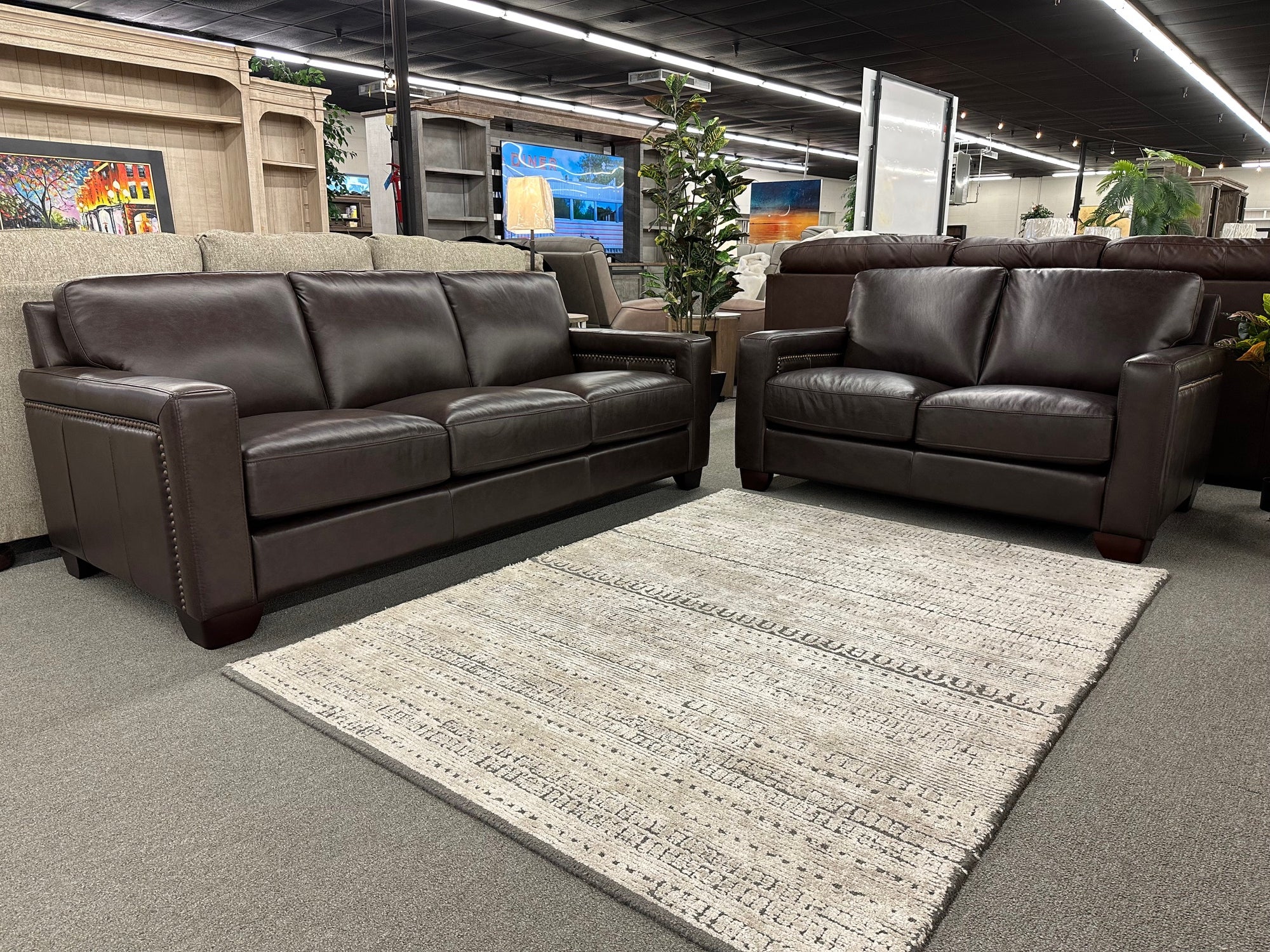 8469 FI-HY Leather Sofa and Loveseat