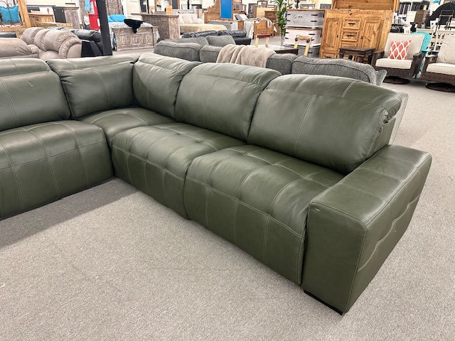 504 FI-CNJ Italian Leather 6pc Sectional W/Adjustable Euro Headrest
