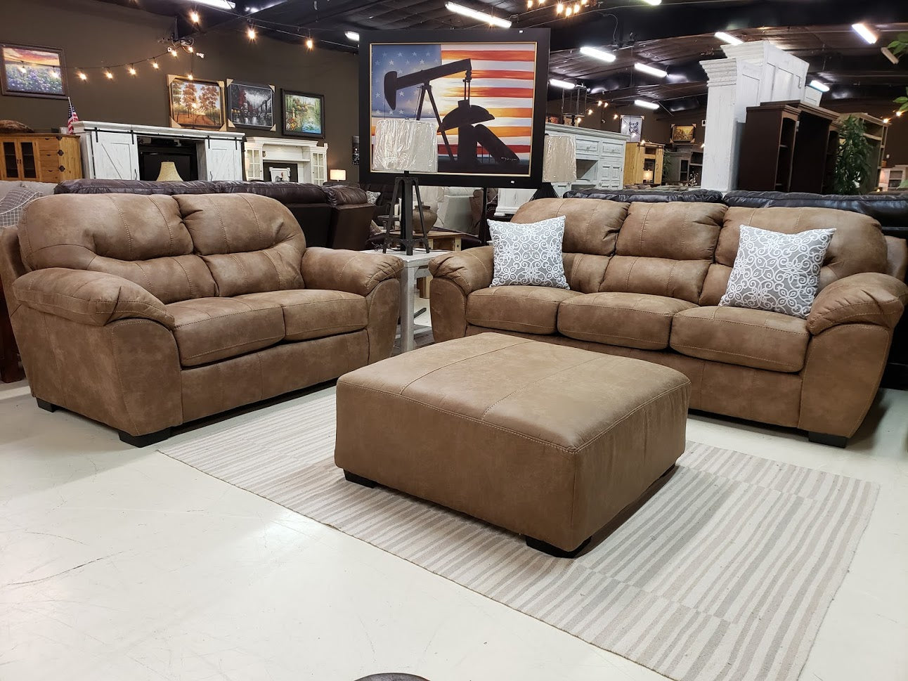 5564 FI-CnJ Sofa and Loveseat (Silt)