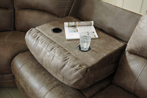 Reclining sectional with store drop down table