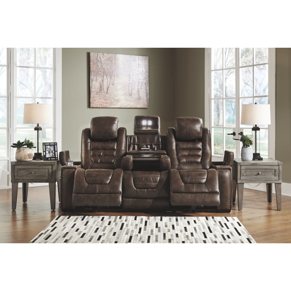 496 FI-A Powered Sofa and Loveseat with Adjustable Headrest, Storage and Drop-down-table