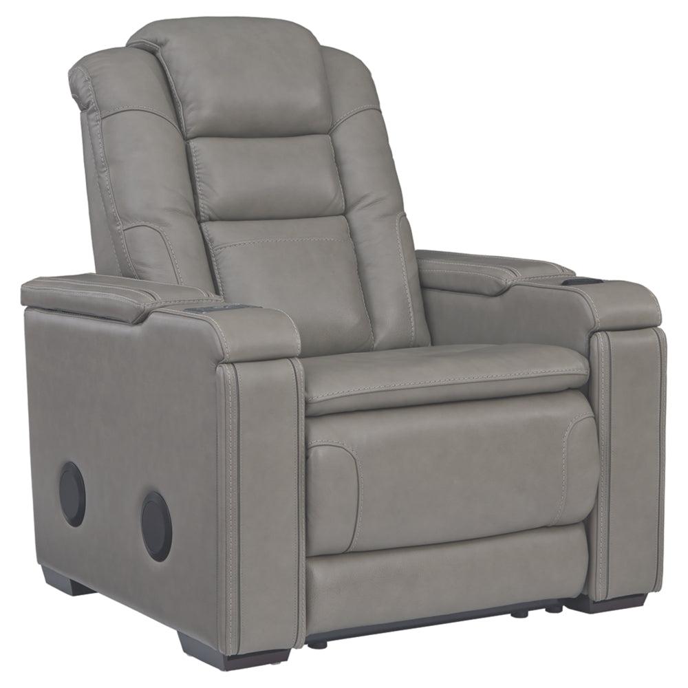 847 FI-A Leather Power Recliner, Adj. Headrest, Storage, Bluetooth, USB, and Wireless Phone Charge