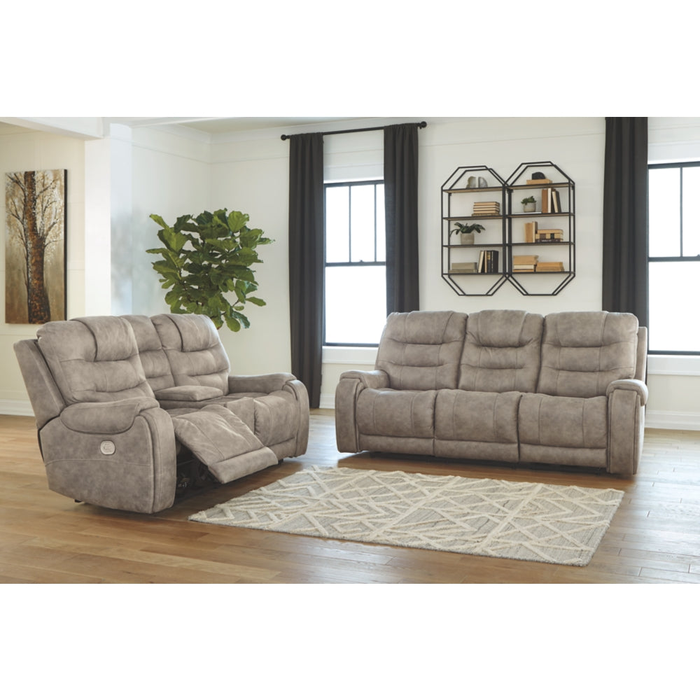 931 FI-A Powered Sofa Loveseat with Adjustable Headrest and Extended Ottoman