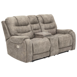 931 FI-A Powered Sofa Loveseat with Adjustable Headrest and Extended Ottoman