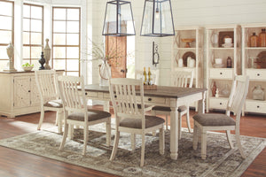 D758 FI-A Dining Table w 4 Side Chairs and a Bench