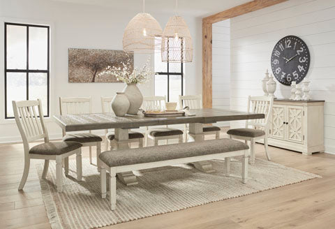 D758 FI-A Dining Table with 6 Chairs and Bench