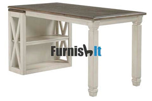 H758-25-27FIA Two tone two shelf bookcase with desk extension