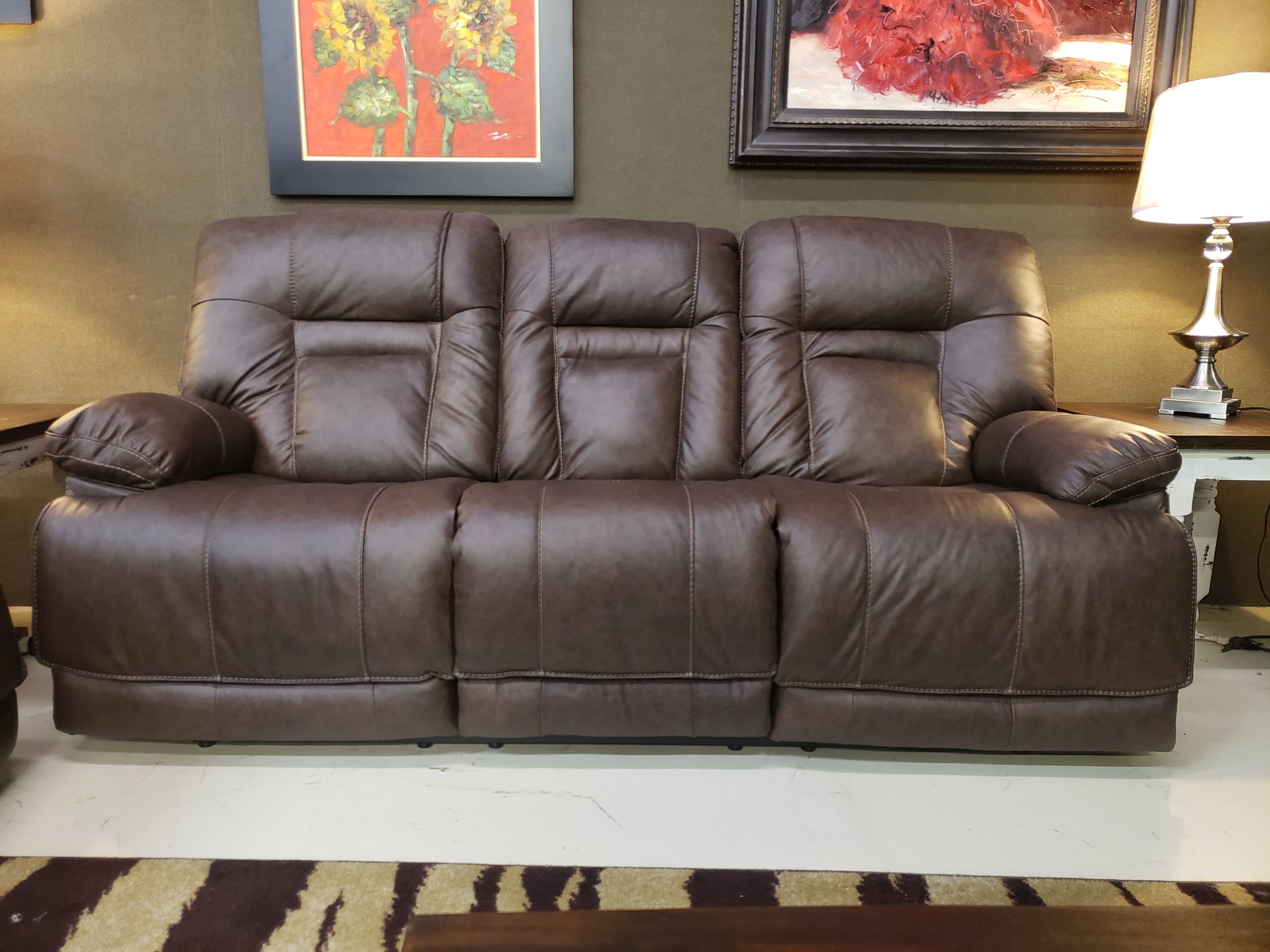 U657 Fi-A Power Reclining Top Grain Leather Sofa and Loveseat with Adjustable Headrest and Lumbar