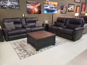 586 FI-CnJ Powered Italian Leather Voice Activated Sofa and Loveseat w/ Adj. Headrest and Lumbar