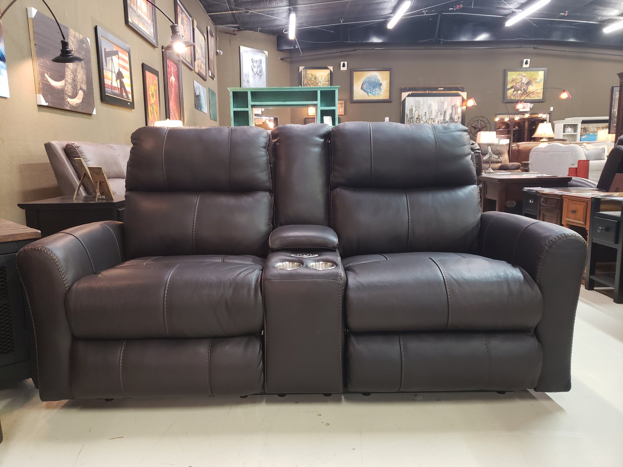 586 FI-CnJ Powered Italian Leather Voice Activated Sofa and Loveseat w/ Adj. Headrest and Lumbar