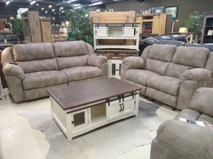 356 FI-CnJ Powered Lay Flat Reclining Sofa and Rocking Loveseat w/ Adj. Headrest,Lumbar and Heat and Massage