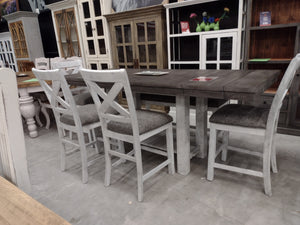 D895 FI-A Extension Table w/ Bench and Counter Height Chairs