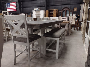 D895 FI-A Extension Table w/ Bench and Counter Height Chairs