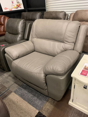 U827 FI-A Zero Wall, Leather Recliner w/ Adjustable Headrest and an Extended Ottoman