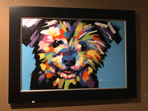 Framed Dog Face on Canvas Art