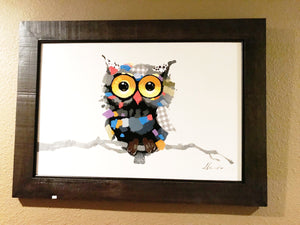 Hoot Owl Mosaic in Frame