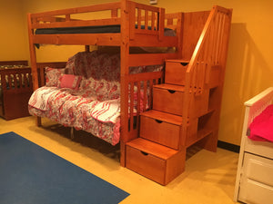 311-A-H-411 FI-D Tall Futon Bunkbed w/ Staircase Storage