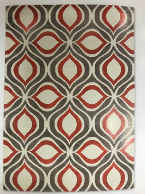 GE1768FIP  Geometric Red, Gray, and Cream Rug 5x7