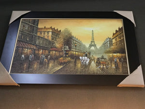Paris with Eiffel Tower Framed Oil on Canvas Art