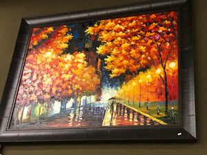 Trees of Golden Leaves Framed Oil on Canvas Art