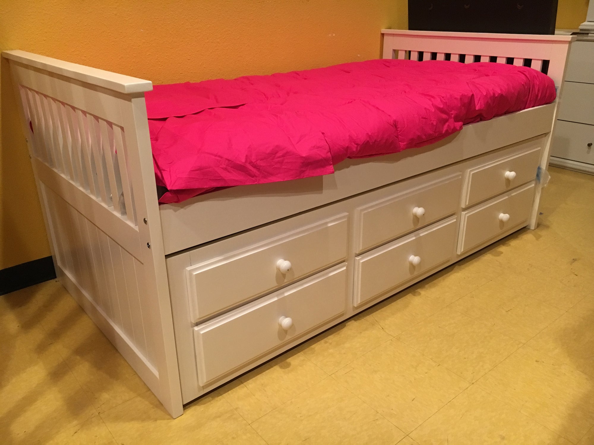 214TW FI-D Twin Mission in White w/Trundle and Drawers