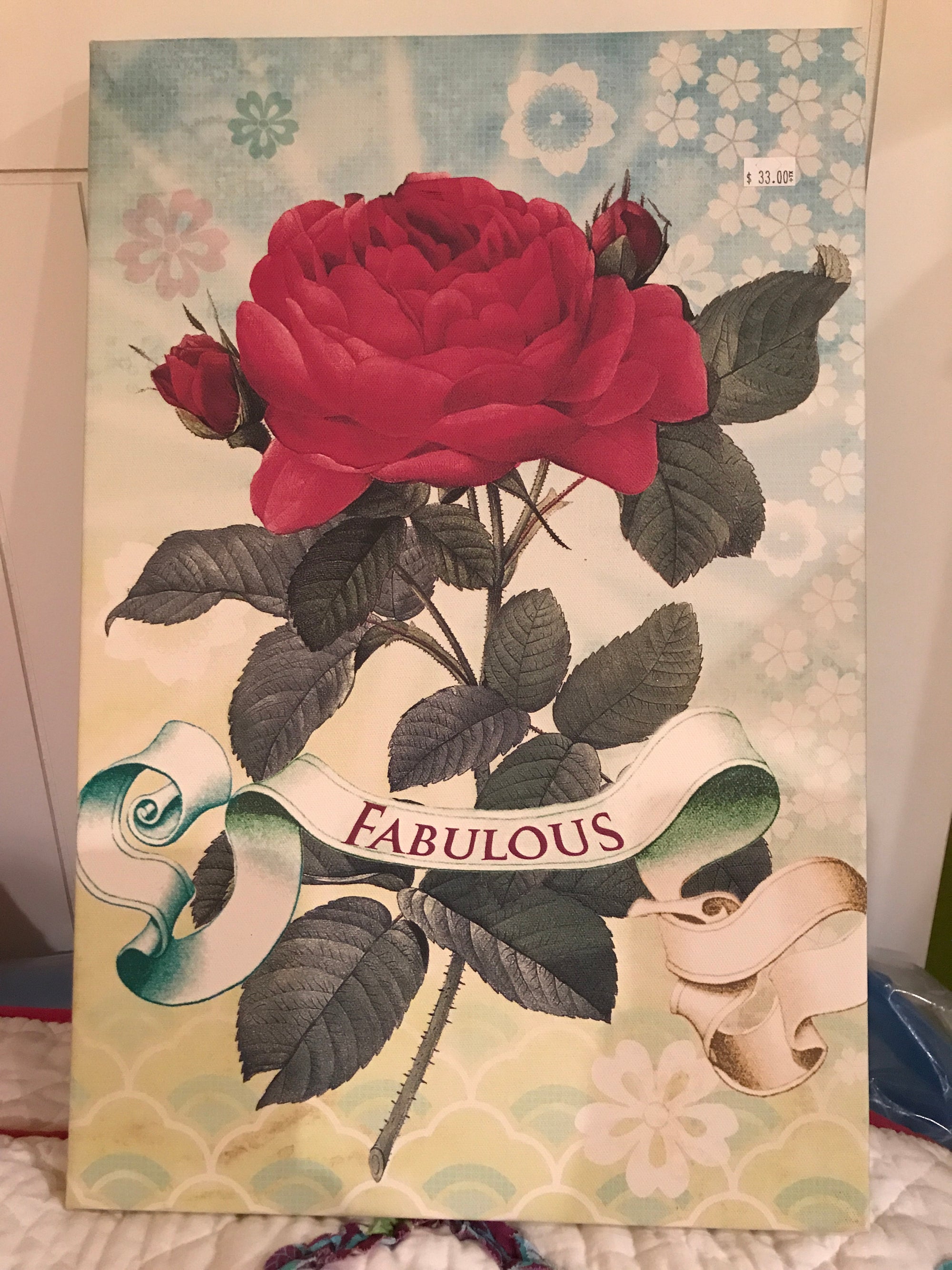 Canvas Red Rose Fabulous Art