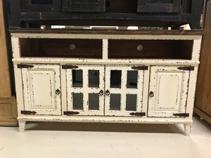 10-2-58-68FI Antique White 4 Door TV Stand