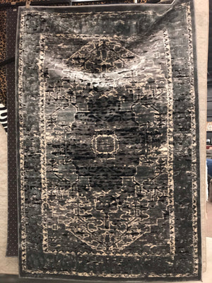 PM2568FIP Artistic Old World Gray and Black  Rug 5x7