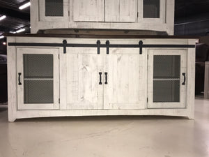 2133FI Barndoor  79" TV Stand with Mess Distressed White