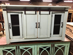 2133 FI Barndoor 60" TV Stand with Mess Distressed Turquoise