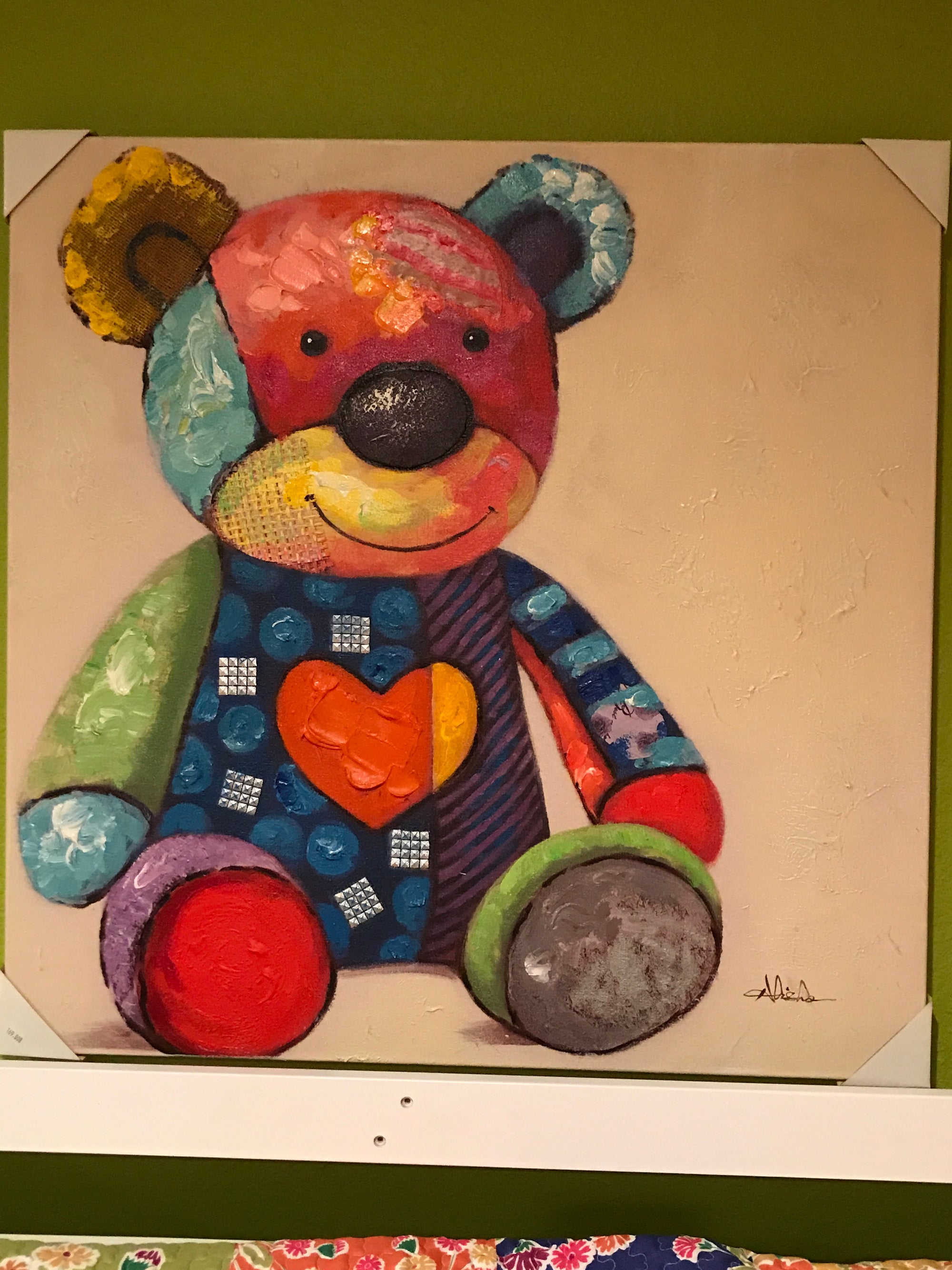 Gallery Wrap Teddy Bear with Heart Canvas Art