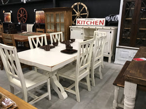 MicMesSB/MicSilSB  Antique white Mya Table and 6 Chairs