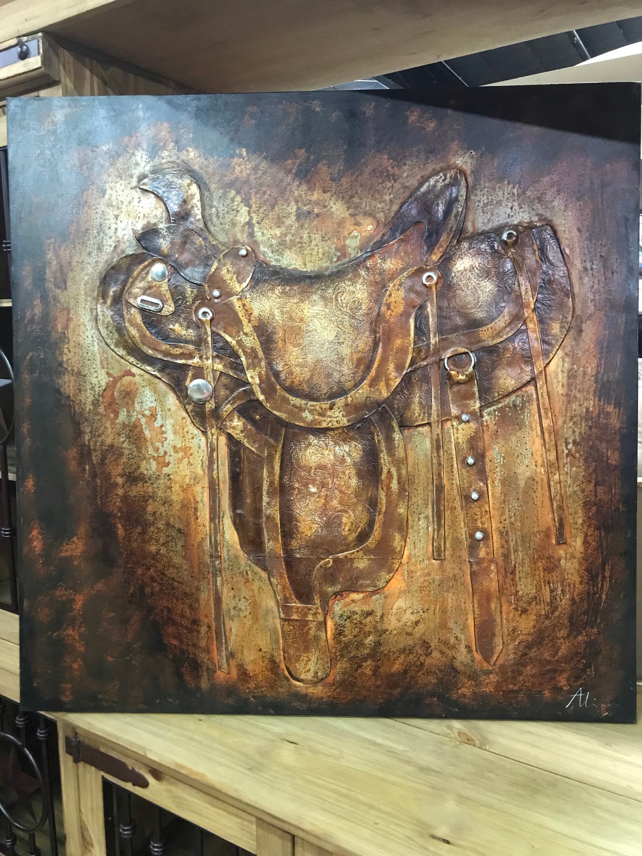 leather canvas painting