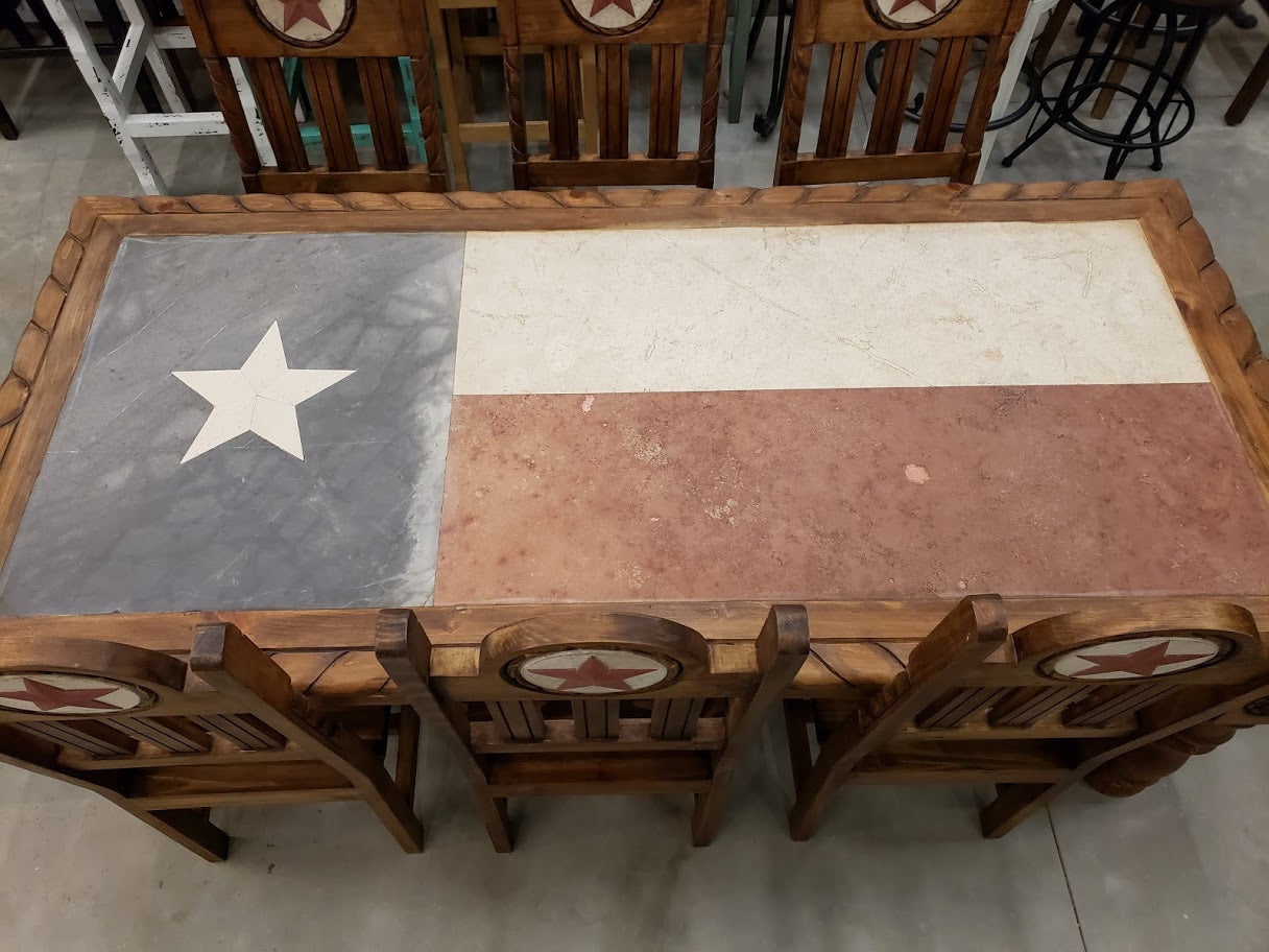 FLG-MES131 Texas Flag 7 Piece Dining Set